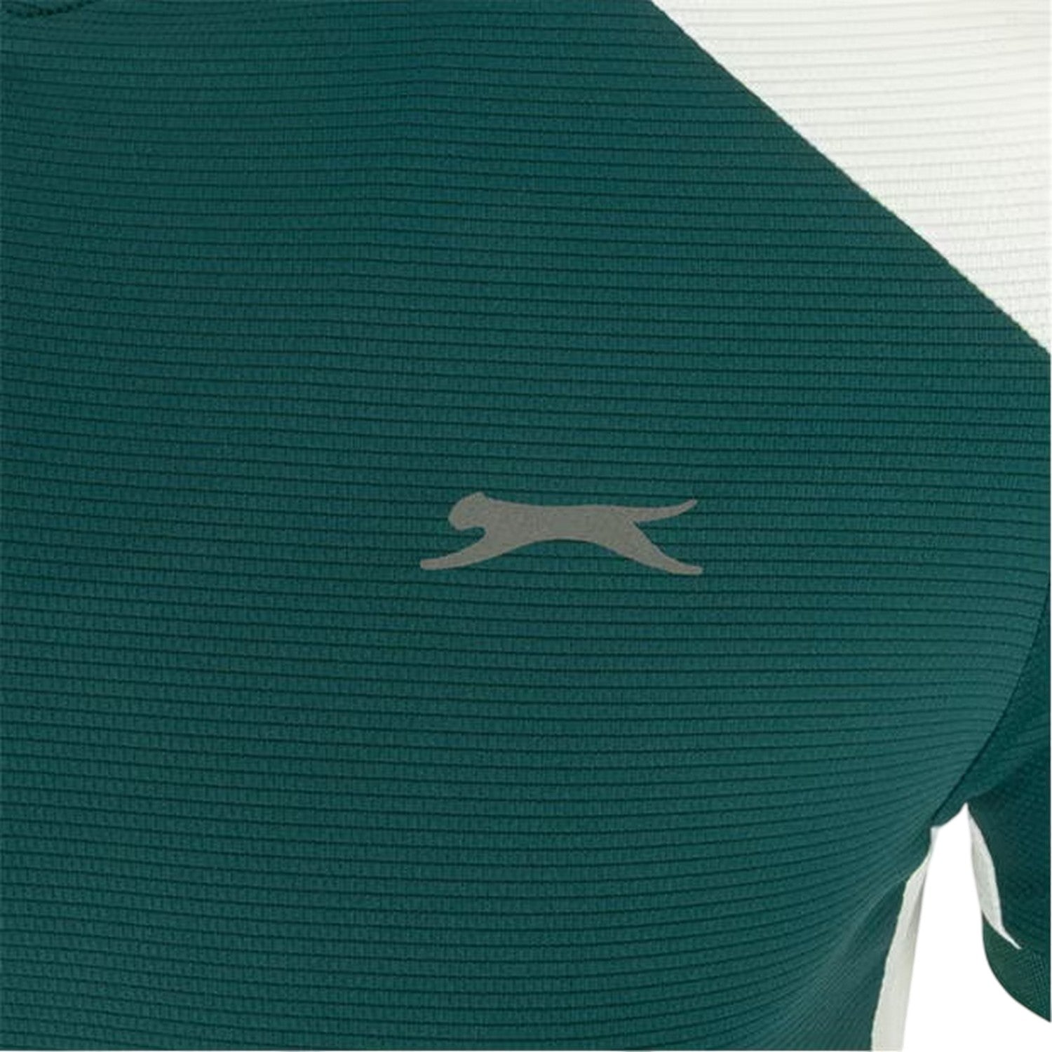 Green-White - Side - Slazenger Mens Logo Woven Zip Neck Golf T-Shirt