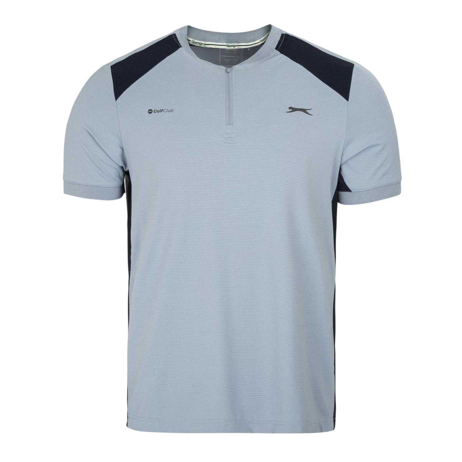 Blue-Navy - Front - Slazenger Mens Logo Woven Zip Neck Golf T-Shirt