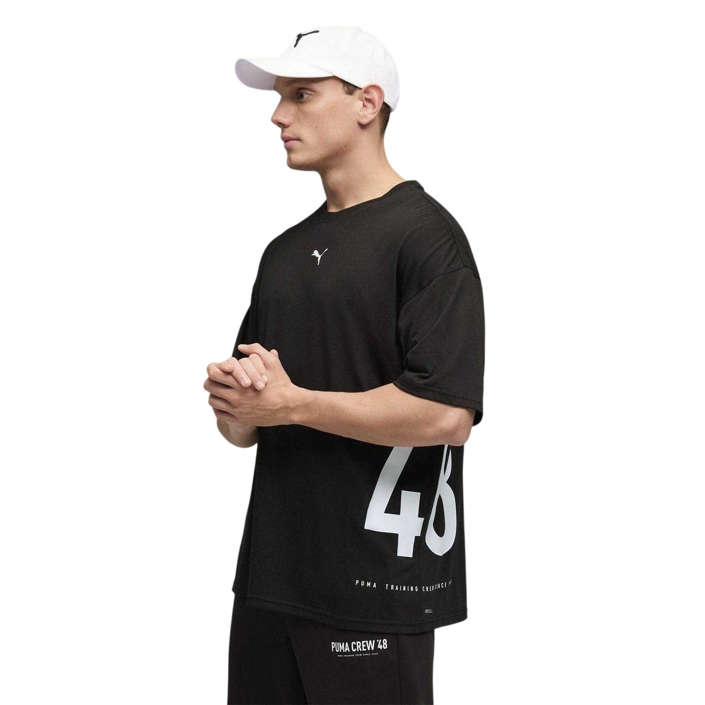 Puma Black - Side - Puma Unisex Adult Graphic Oversized Training T-Shirt