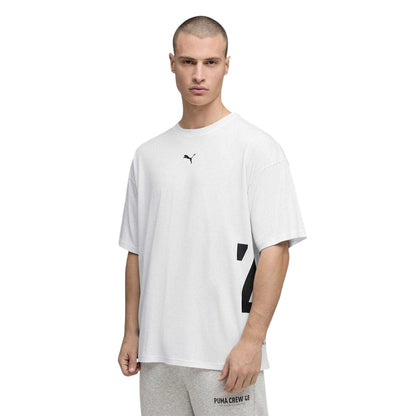 Puma White - Side - Puma Unisex Adult Graphic Oversized Training T-Shirt