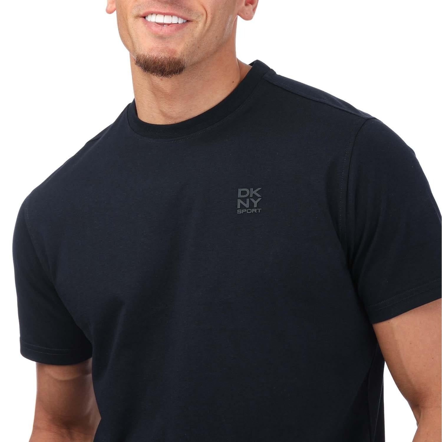 Black-Silver - Side - DKNY Mens Logo T-Shirt (Pack of 3)