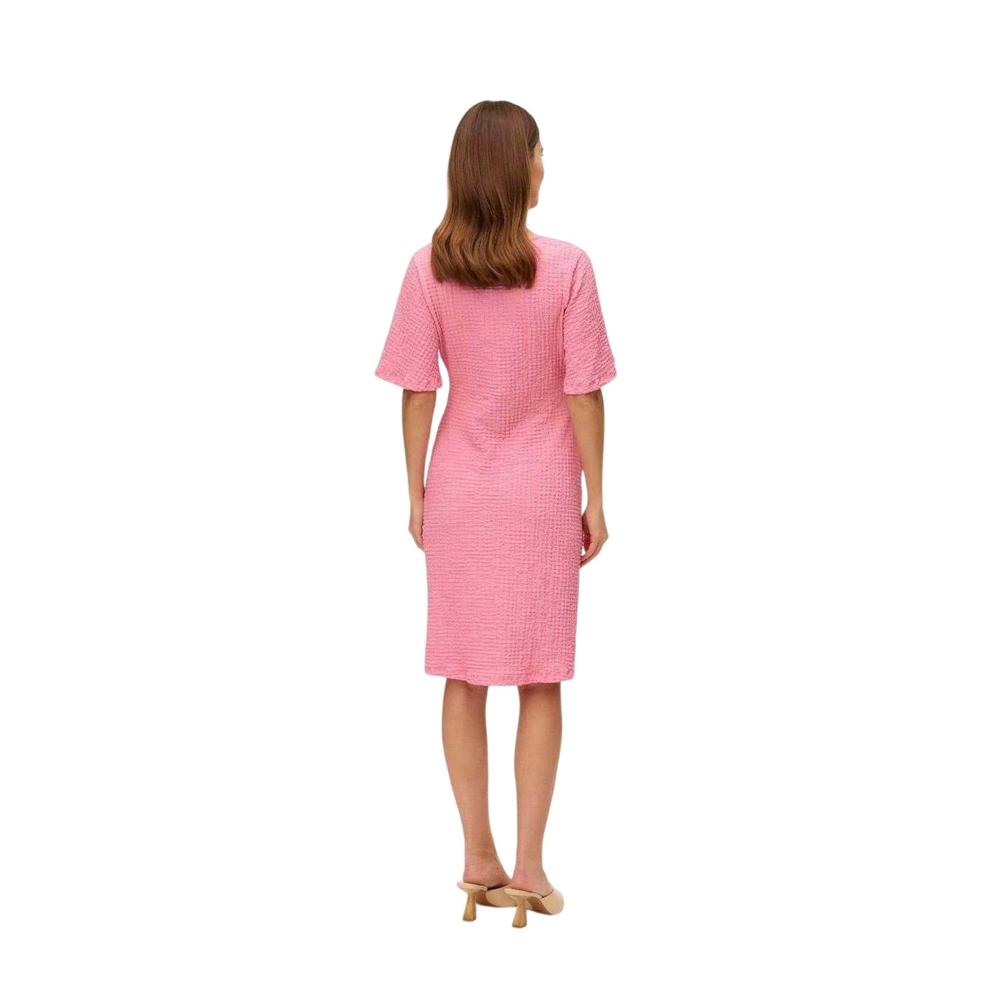 Sachet Pink - Back - Mamalicious Womens-Ladies Tess Seersucker V Neck Maternity Wrap Dress