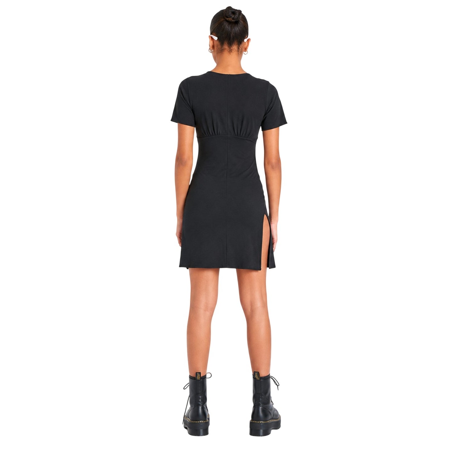 Black - Back - Missy Empire Womens-Ladies Short-Sleeved Mini Dress