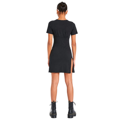 Black - Back - Missy Empire Womens-Ladies Short-Sleeved Mini Dress