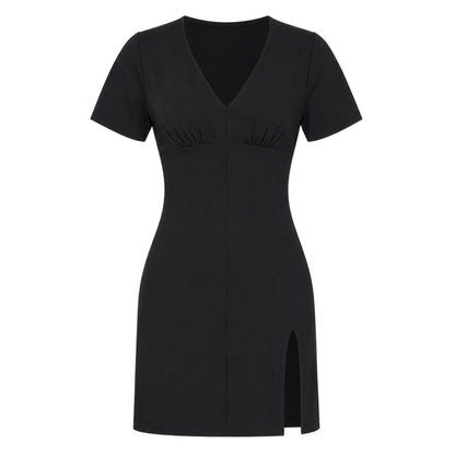 Black - Front - Missy Empire Womens-Ladies Short-Sleeved Mini Dress