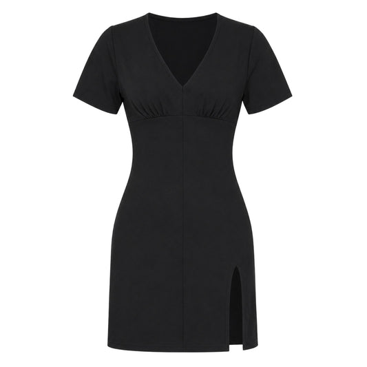 Black - Front - Missy Empire Womens-Ladies Short-Sleeved Mini Dress