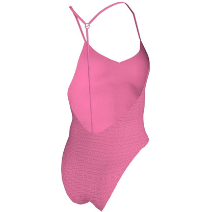 Pink Glow - Back - Nike Womens-Ladies Repeat Logo One Piece Swimsuit