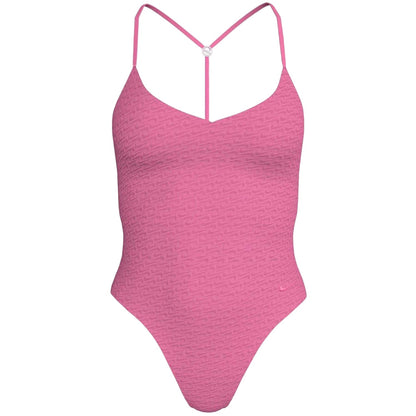 Pink Glow - Front - Nike Womens-Ladies Repeat Logo One Piece Swimsuit