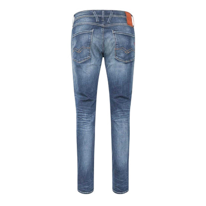 Blue - Back - Replay Mens Anbass Cotton Slim Jeans