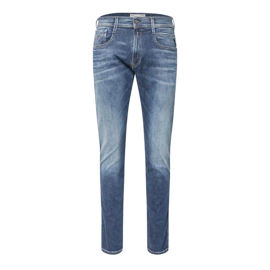 Blue - Front - Replay Mens Anbass Cotton Slim Jeans
