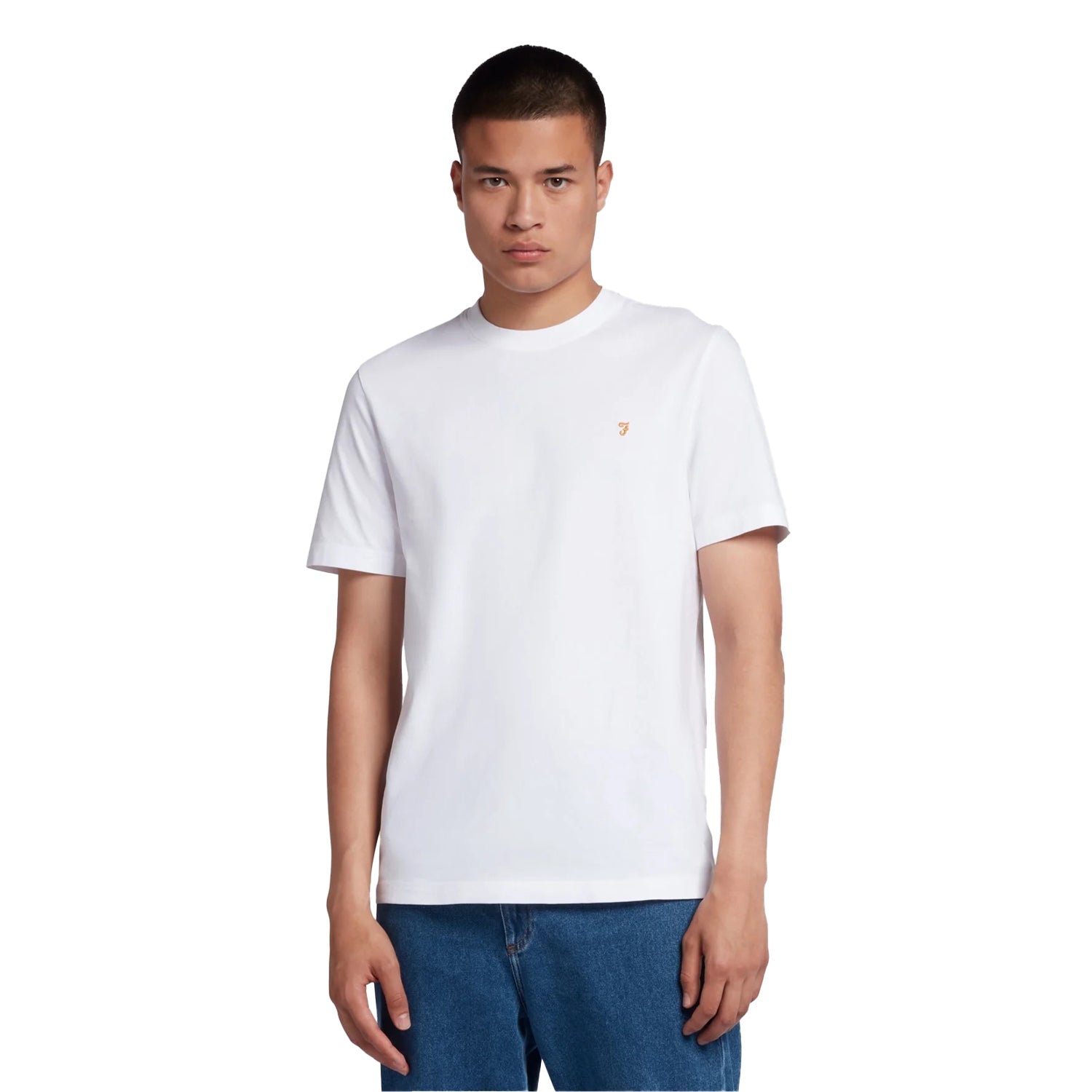 White - Side - Farah Mens Logo Regular T-Shirt