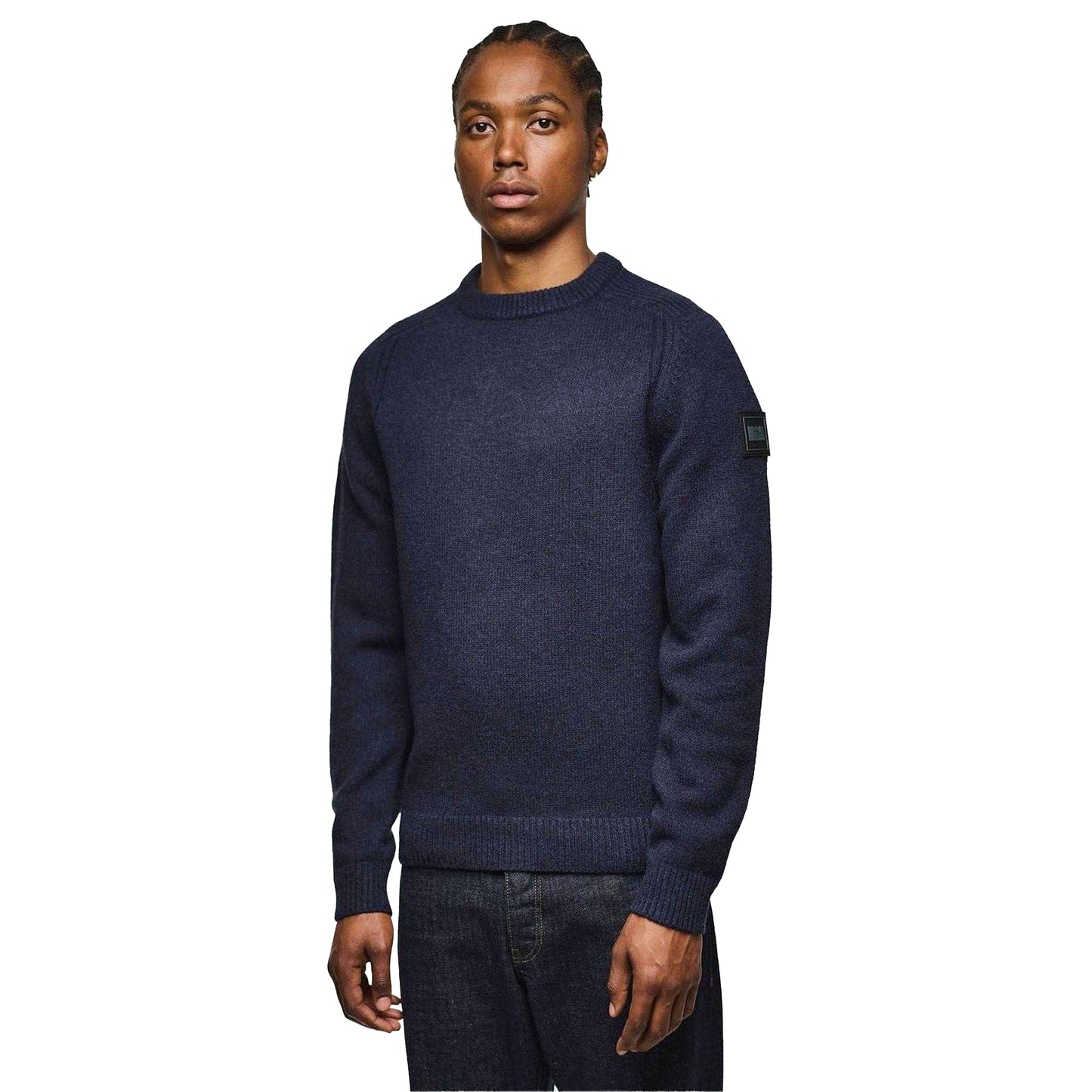 Navy - Side - Weekend Offender Mens Zagreb Wool Blend Sweatshirt