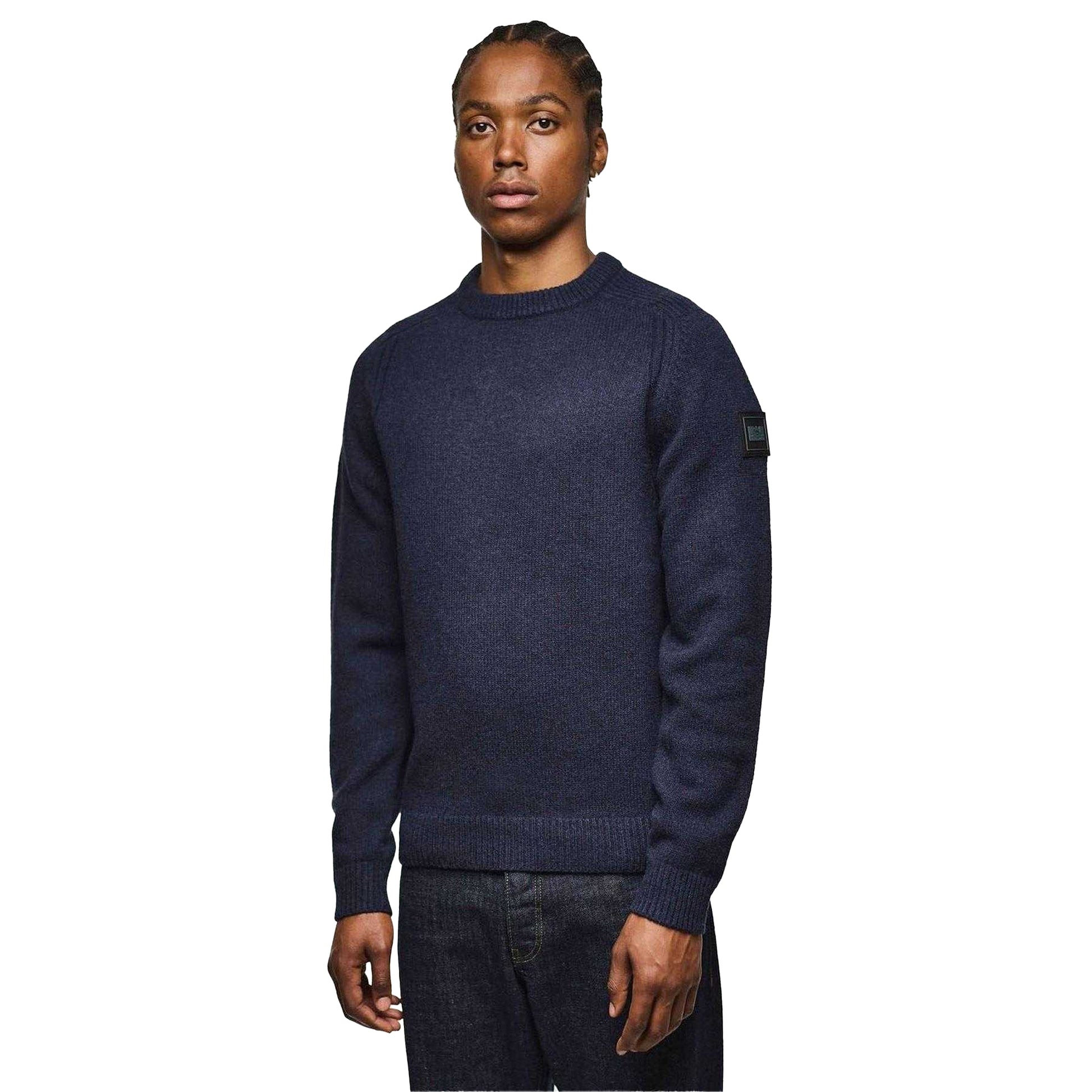 Navy - Side - Weekend Offender Mens Zagreb Wool Blend Sweatshirt
