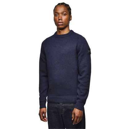 Navy - Side - Weekend Offender Mens Zagreb Wool Blend Sweatshirt