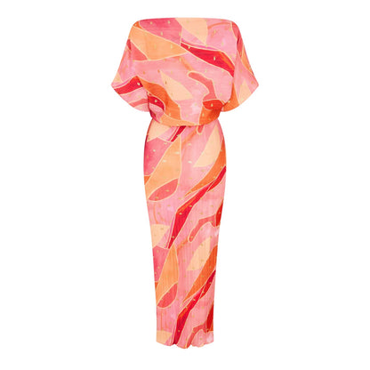 Pink - Back - Never Fully Dressed Womens-Ladies Tilly Abstract Maxi Dress
