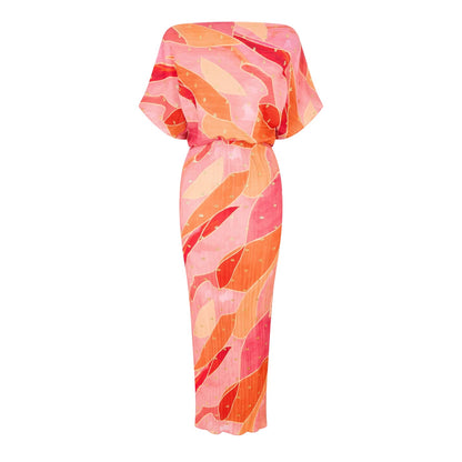 Pink - Front - Never Fully Dressed Womens-Ladies Tilly Abstract Maxi Dress