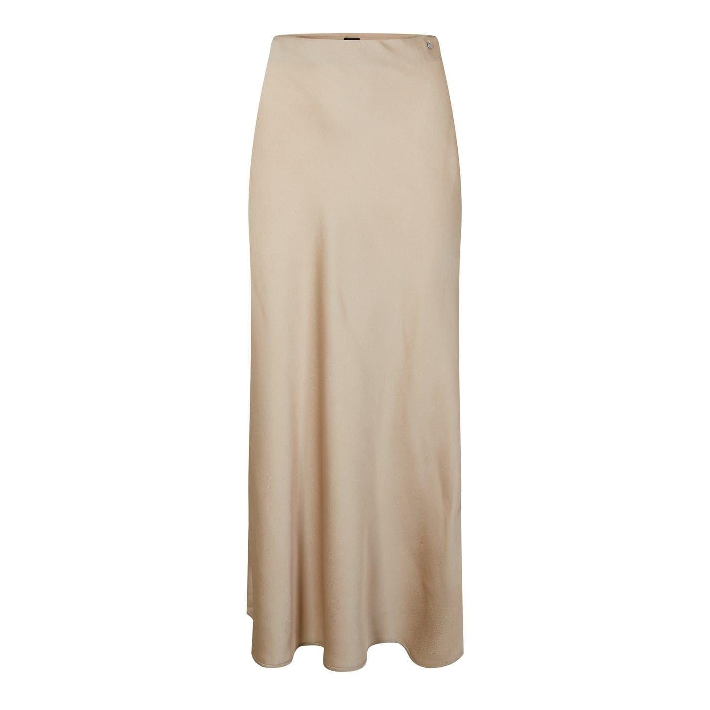 Beige - Front - Boss Womens-Ladies C Visos Satin Midi Skirt