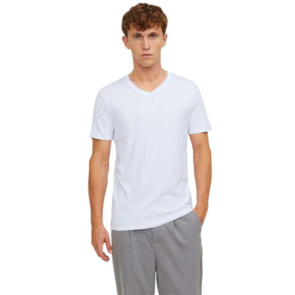 White - Side - Jack And Jones Mens V Neck Regular T-Shirt (Pack of 2)