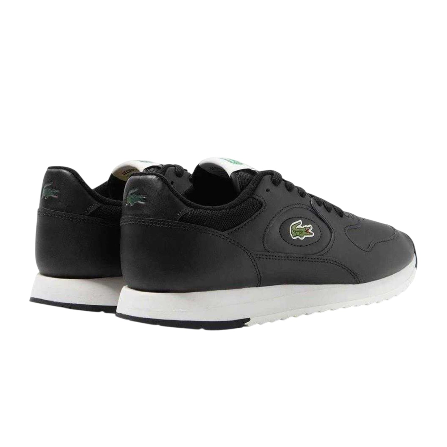 Black-Off White - Back - Lacoste Mens Linetrack Leather Running Trainers