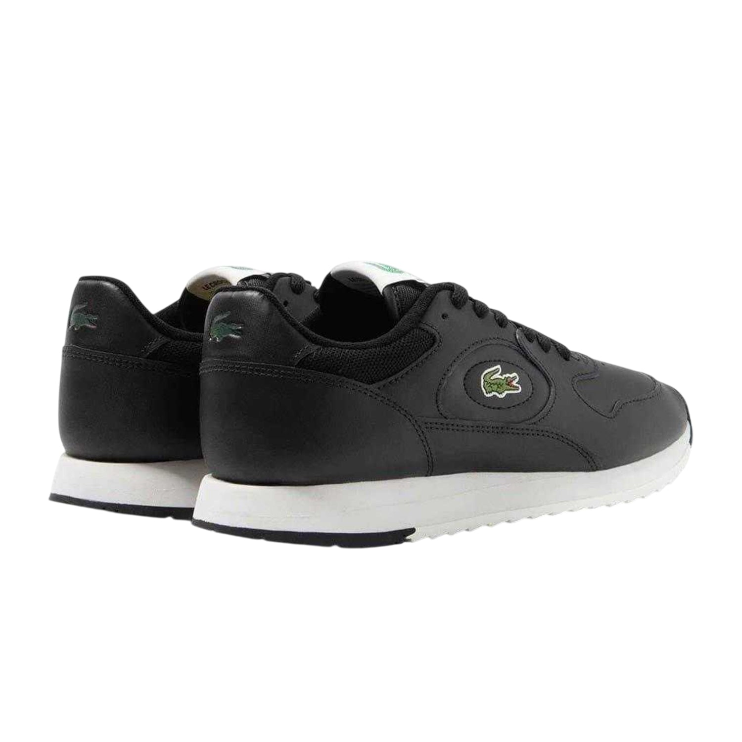 Black-Off White - Back - Lacoste Mens Linetrack Leather Running Trainers