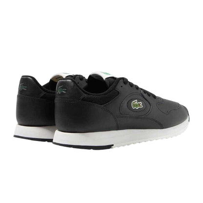 Black-Off White - Back - Lacoste Mens Linetrack Leather Running Trainers