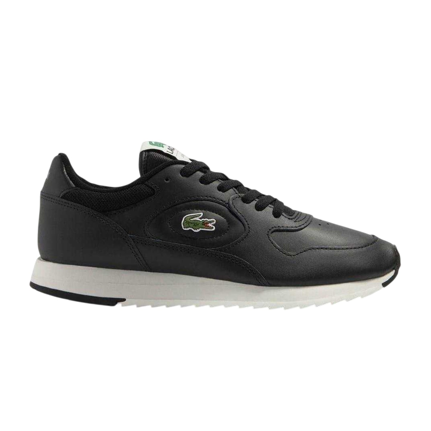 Black-Off White - Front - Lacoste Mens Linetrack Leather Running Trainers
