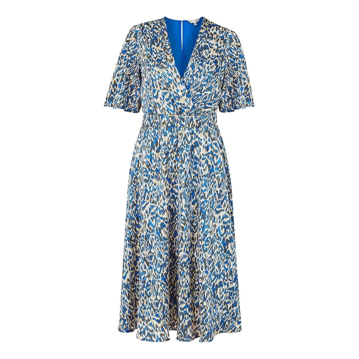 Blue - Front - Yumi Womens-Ladies Animal Print Skater Dress