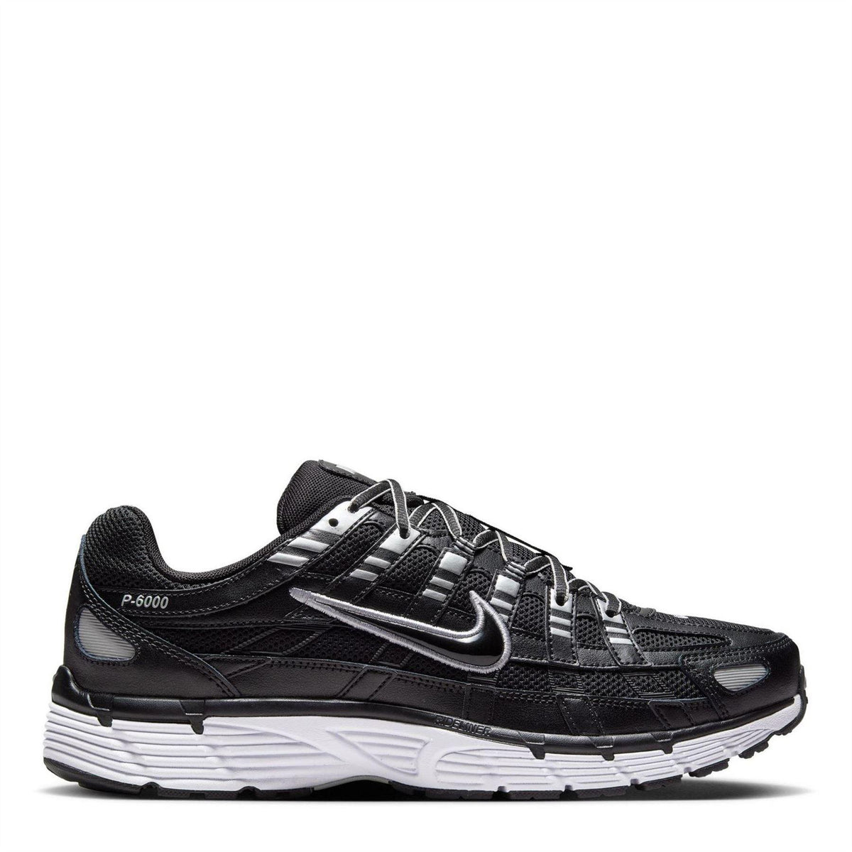 Black-White-Silver - Front - Nike Mens P-6000 Chunky Sole Trainers