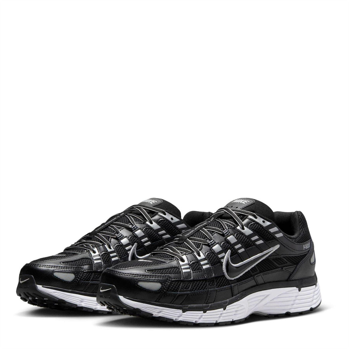 Black-White-Silver - Side - Nike Mens P-6000 Chunky Sole Trainers