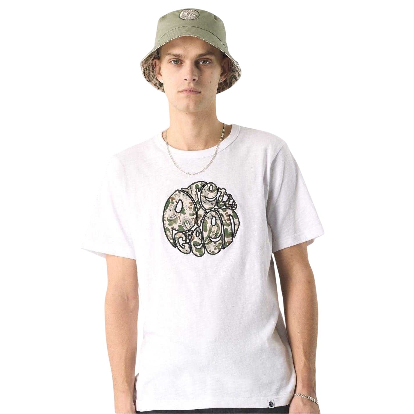 White - Side - Pretty Green Mens Aquarelle Crew Neck T-Shirt