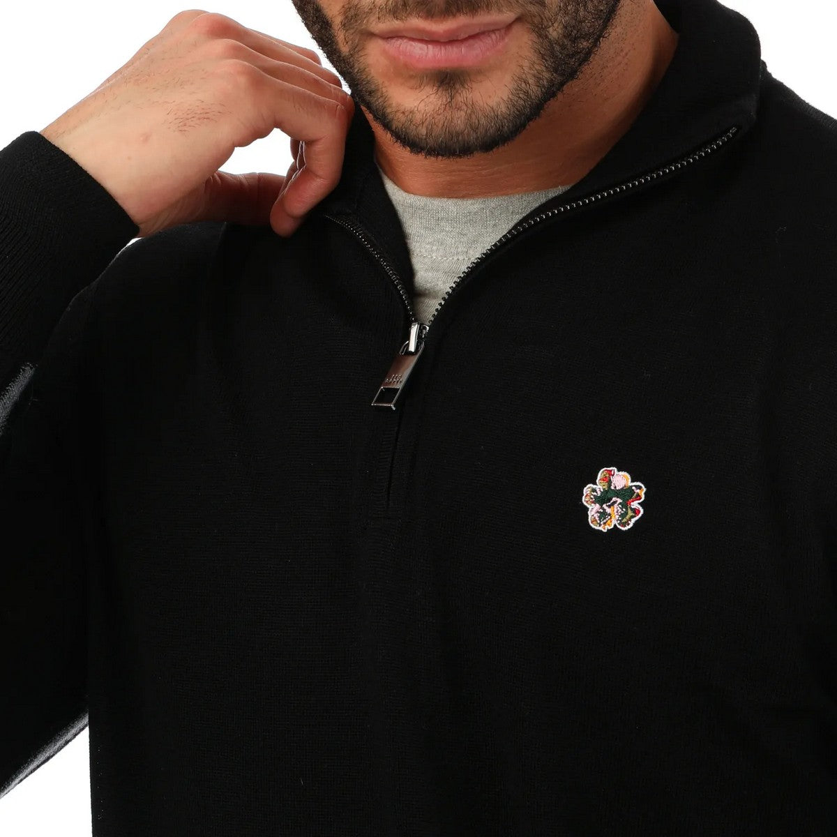 Black - Side - Ted Baker Mens Tooting Half Zip Sweatshirt