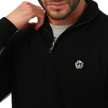 Black - Side - Ted Baker Mens Tooting Half Zip Sweatshirt
