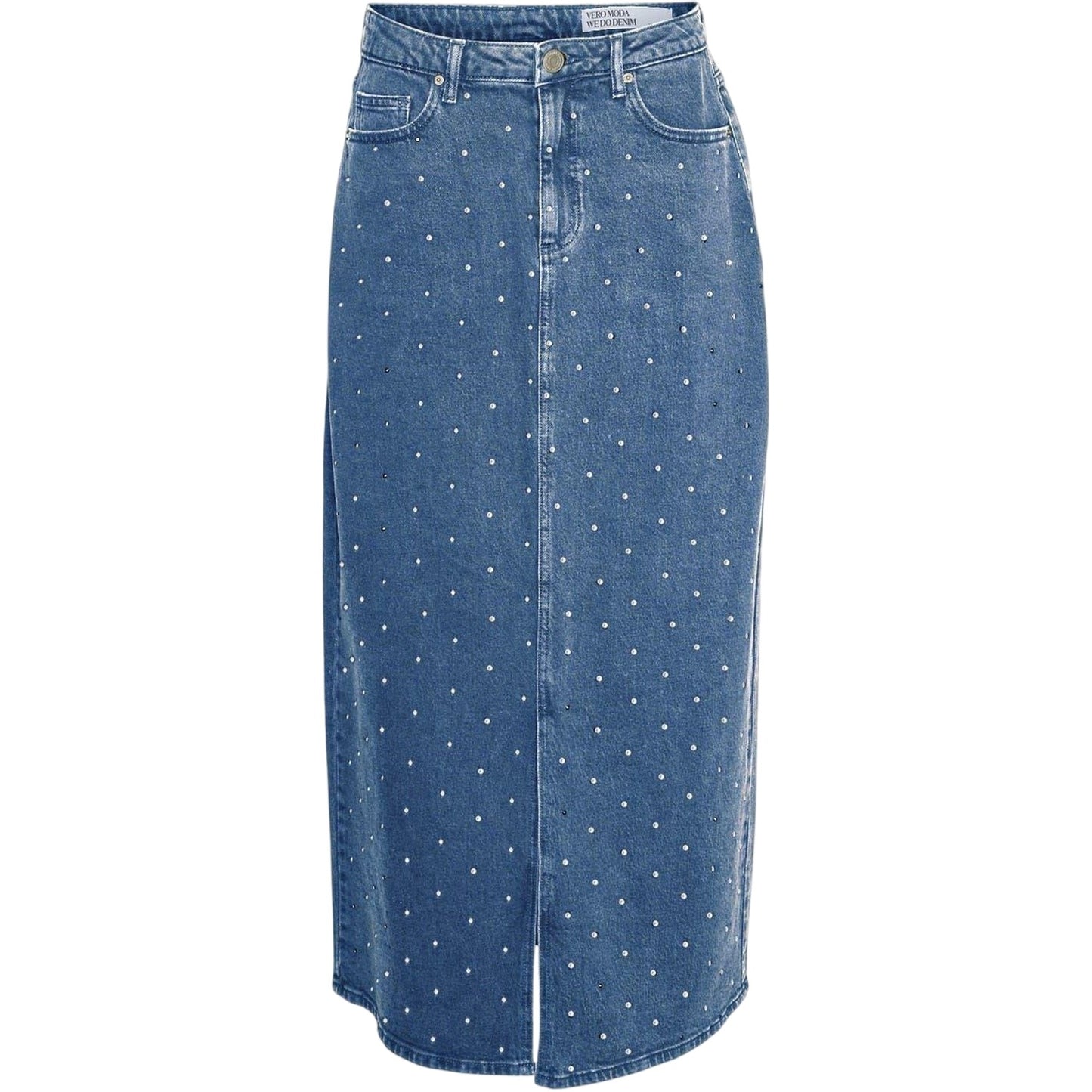 Blue Denim - Front - Vero Moda Womens-Ladies Tessa Denim Regular Midi Skirt