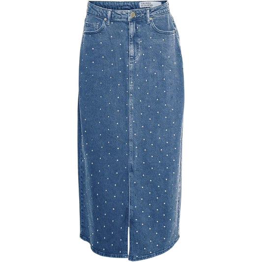 Blue Denim - Front - Vero Moda Womens-Ladies Tessa Denim Regular Midi Skirt