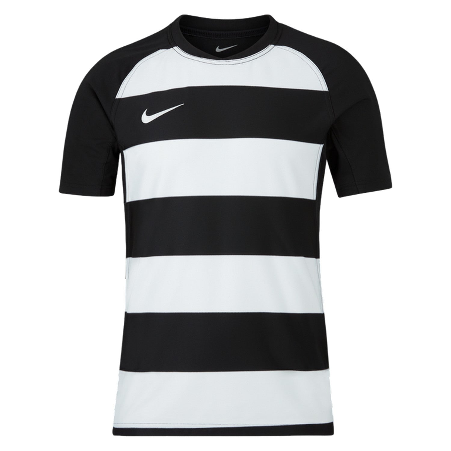 Black-White - Front - Nike Mens Contrast Striped Crew Neck Raglan Rugby T-Shirt