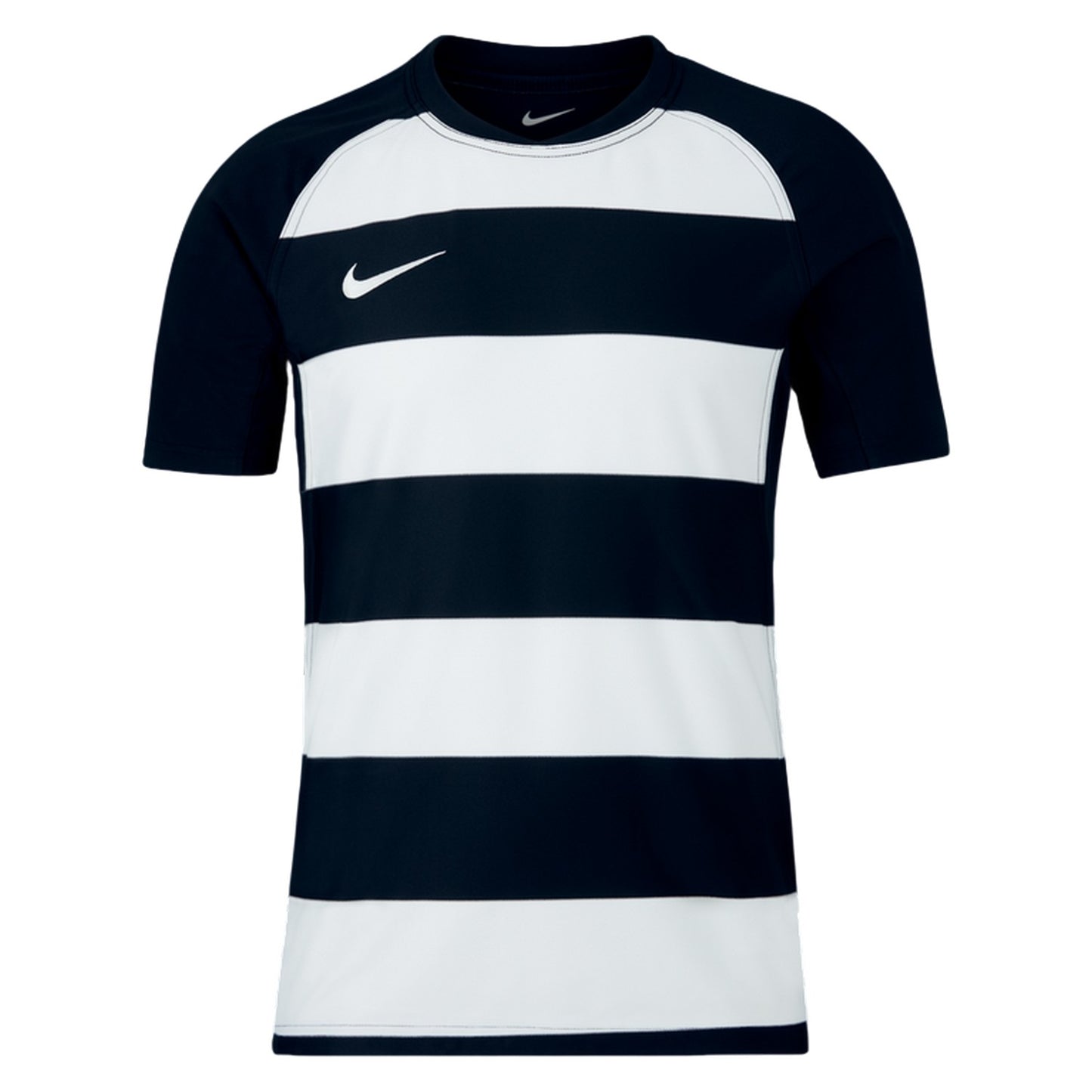 Obsidian Black-White - Front - Nike Mens Contrast Striped Crew Neck Raglan Rugby T-Shirt