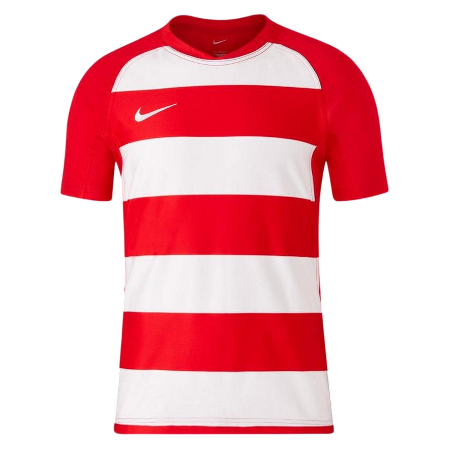 Uni Red-White - Front - Nike Mens Contrast Striped Crew Neck Raglan Rugby T-Shirt