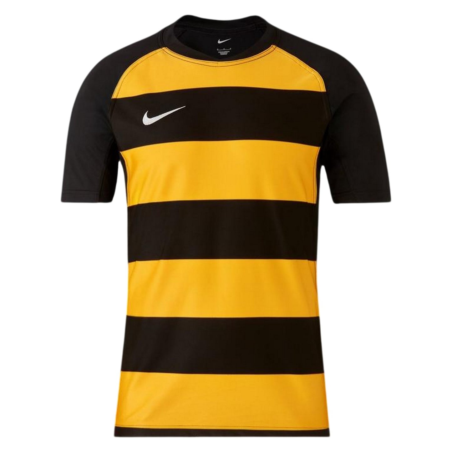 Black-University Gold - Front - Nike Mens Contrast Striped Crew Neck Raglan Rugby T-Shirt