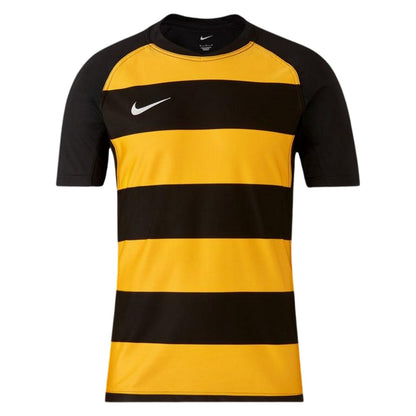 Black-University Gold - Front - Nike Mens Contrast Striped Crew Neck Raglan Rugby T-Shirt