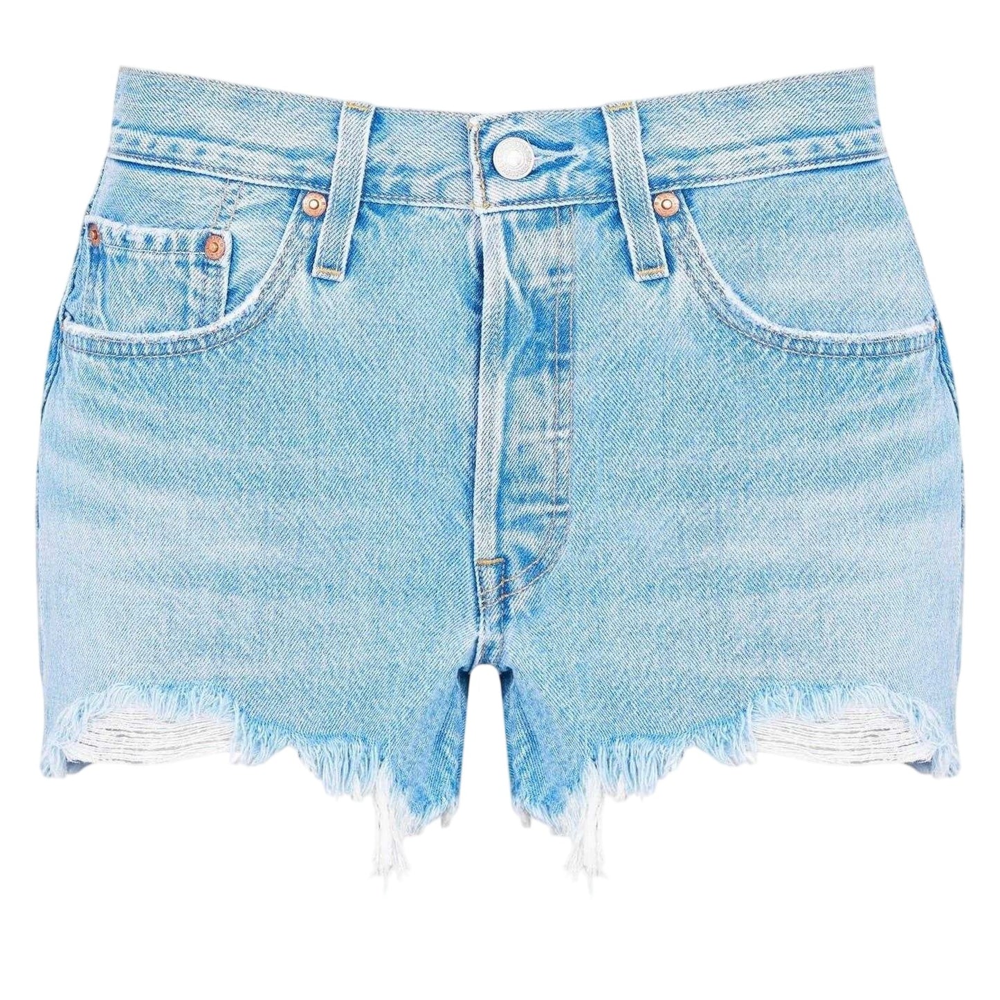 Blue - Front - Levis Womens-Ladies 501 Original Denim High Rise Shorts