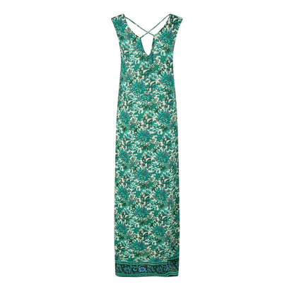 Oatmeal - Back - Vero Moda Womens-Ladies Anna Floral V Neck Maxi Dress