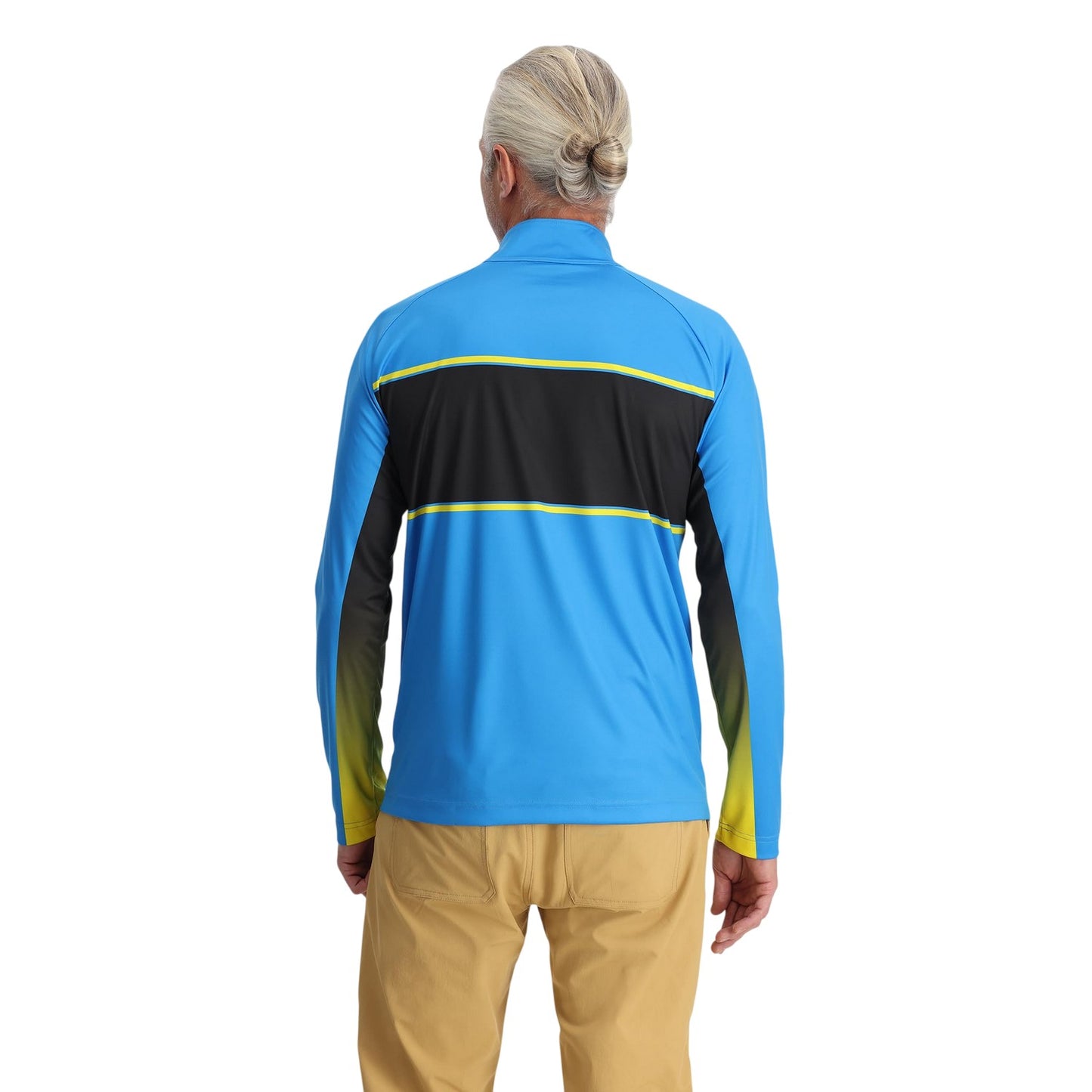 Acid Yellow - Back - Spyder Mens Mock Neck Regular Sweatshirt