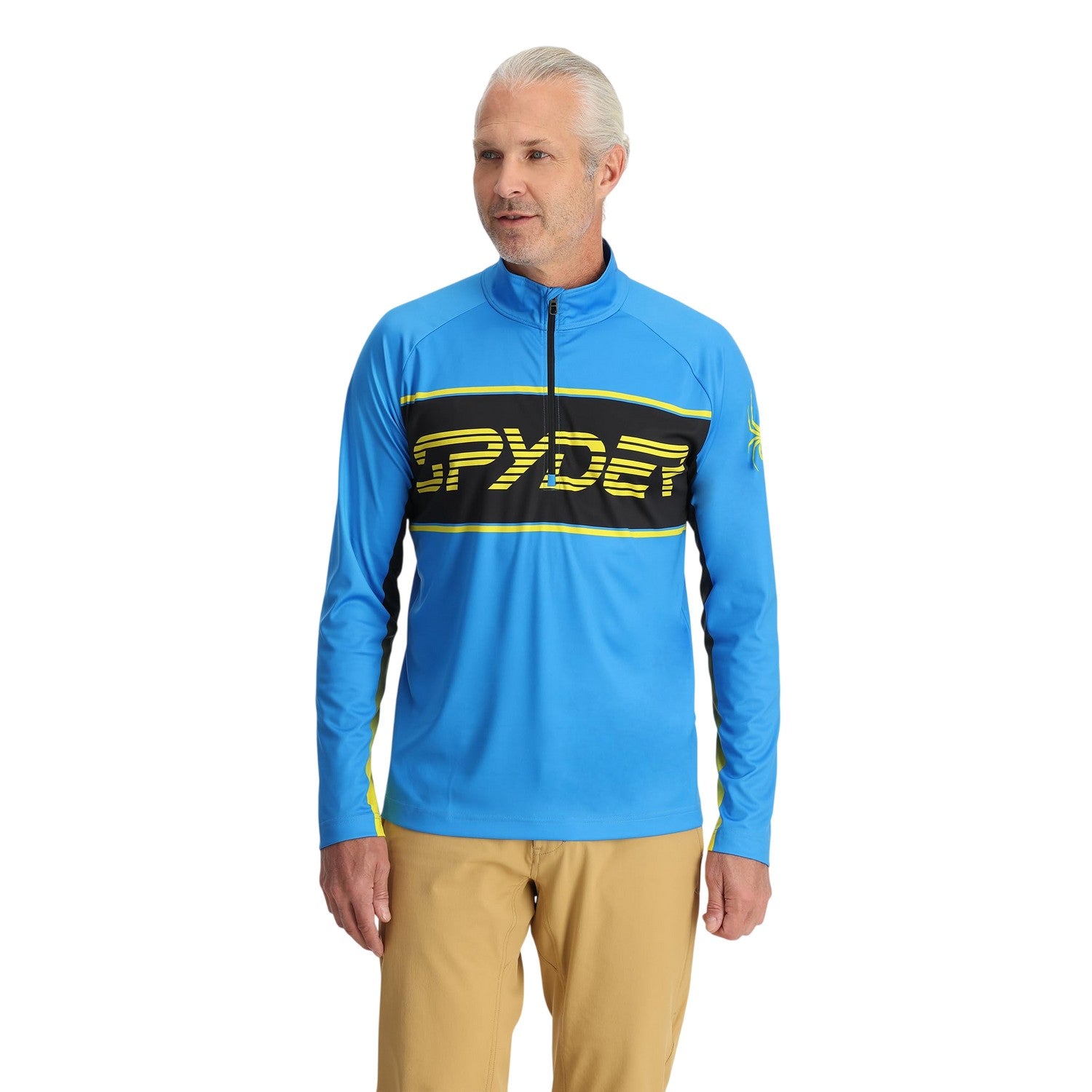 Acid Yellow - Side - Spyder Mens Mock Neck Regular Sweatshirt