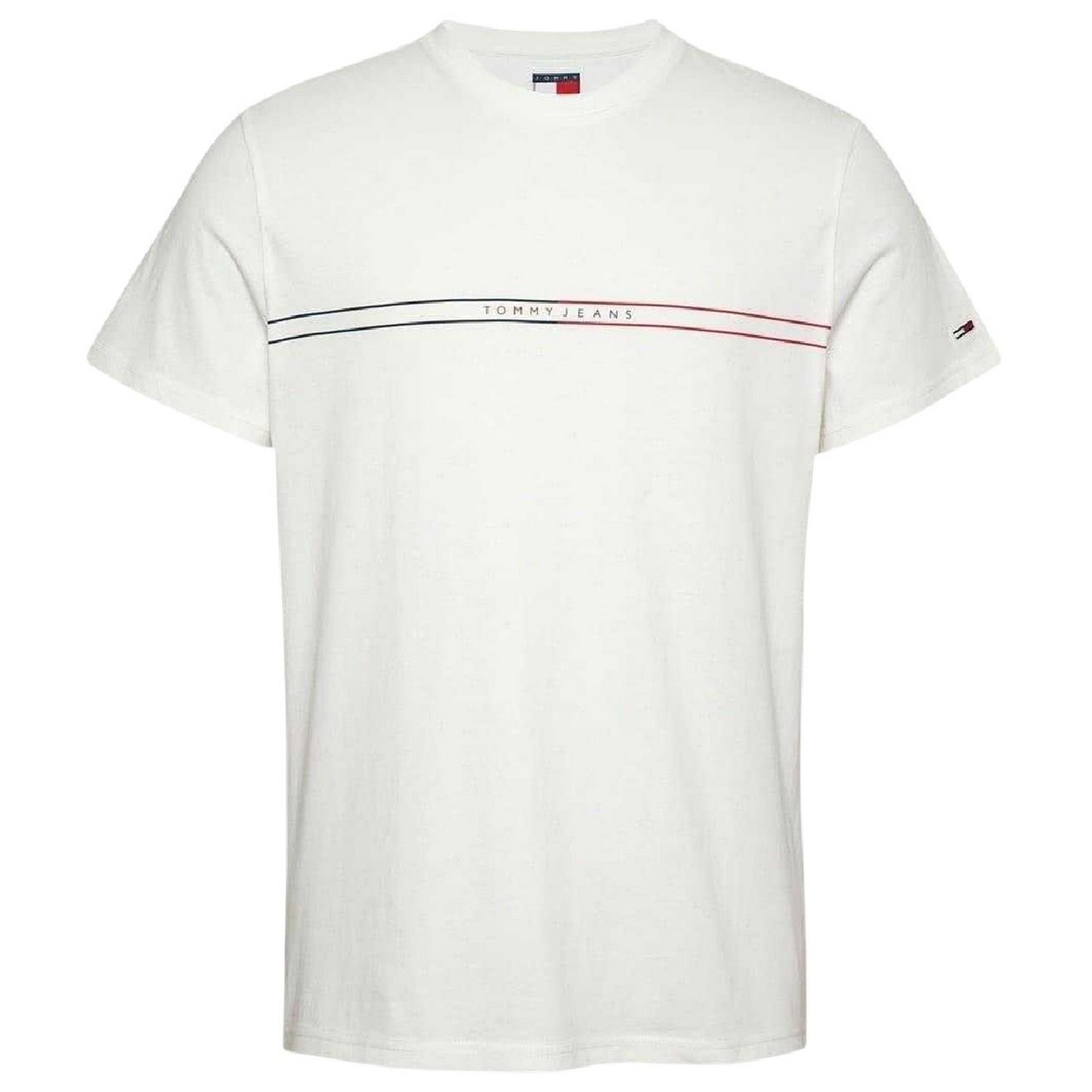 Ecru - Front - Tommy Jeans Mens Lettering Crew Neck Slim T-Shirt