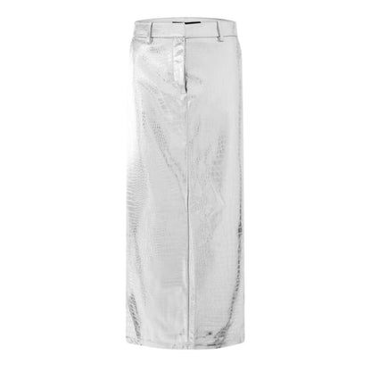 Silver - Front - Vero Moda Womens-Ladies Lisa Croc Pencil Skirt