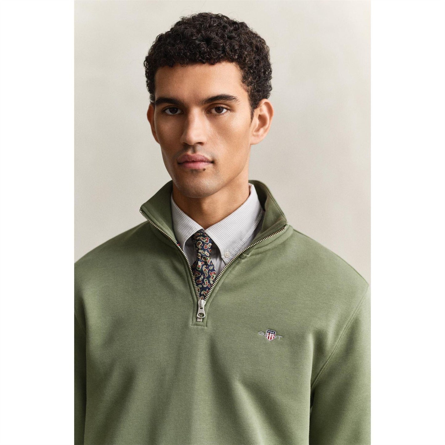 Herb - Lifestyle - Gant Mens Embroidered Logo Half Zip Sweatshirt