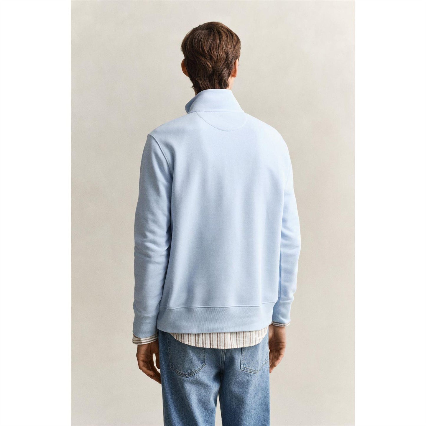 Fresh Blue - Back - Gant Mens Embroidered Logo Half Zip Sweatshirt