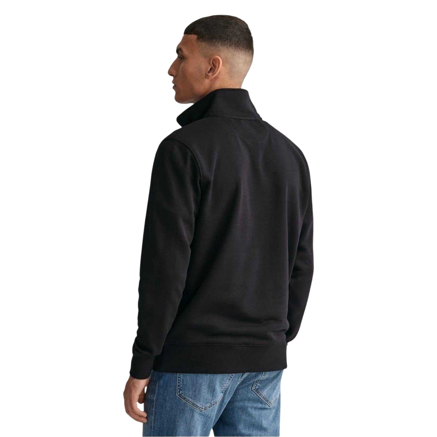 Black - Back - Gant Mens Embroidered Logo Half Zip Sweatshirt