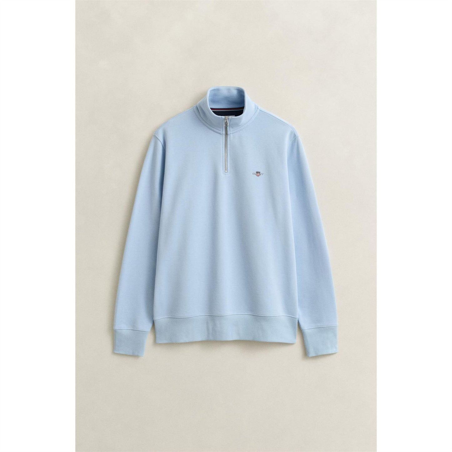 Fresh Blue - Pack Shot - Gant Mens Embroidered Logo Half Zip Sweatshirt