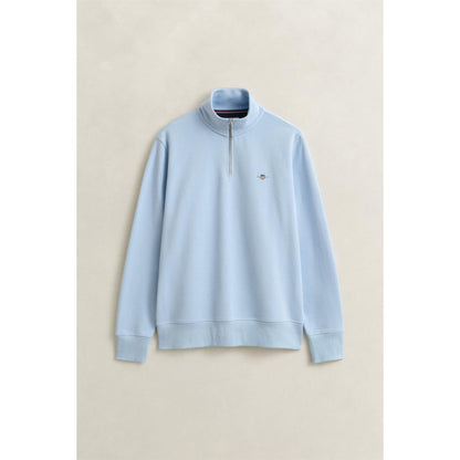 Fresh Blue - Pack Shot - Gant Mens Embroidered Logo Half Zip Sweatshirt
